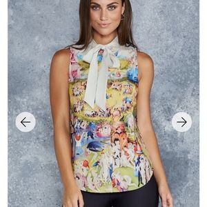 EUC Blackmilk Earthly Delights Bow Time Sleeveless Button Up Top Medium